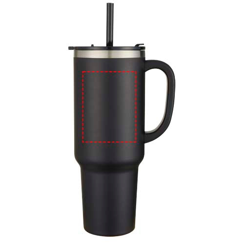 Sydney dubbelväggig RCS-certifierad vakuumisolerad kopparmugg med sugrör, 1 200 ml
