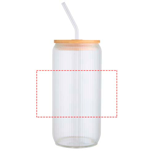 Mirage 500 ml enkelväggig mugg i borosilikatglas med lock i bambu