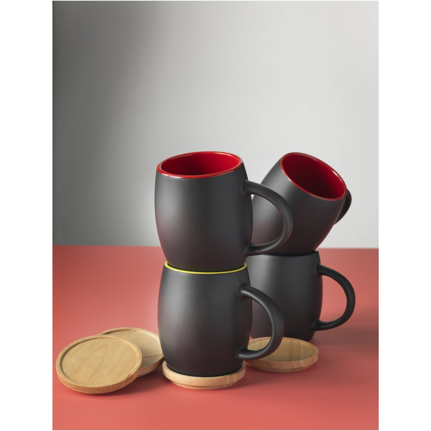 Hearth mugg med underlägg i trä
