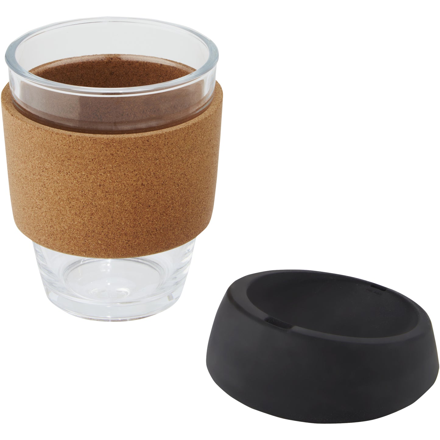 Lidan 360 ml termos i borosilikatglas med korkgrepp och silikonlock