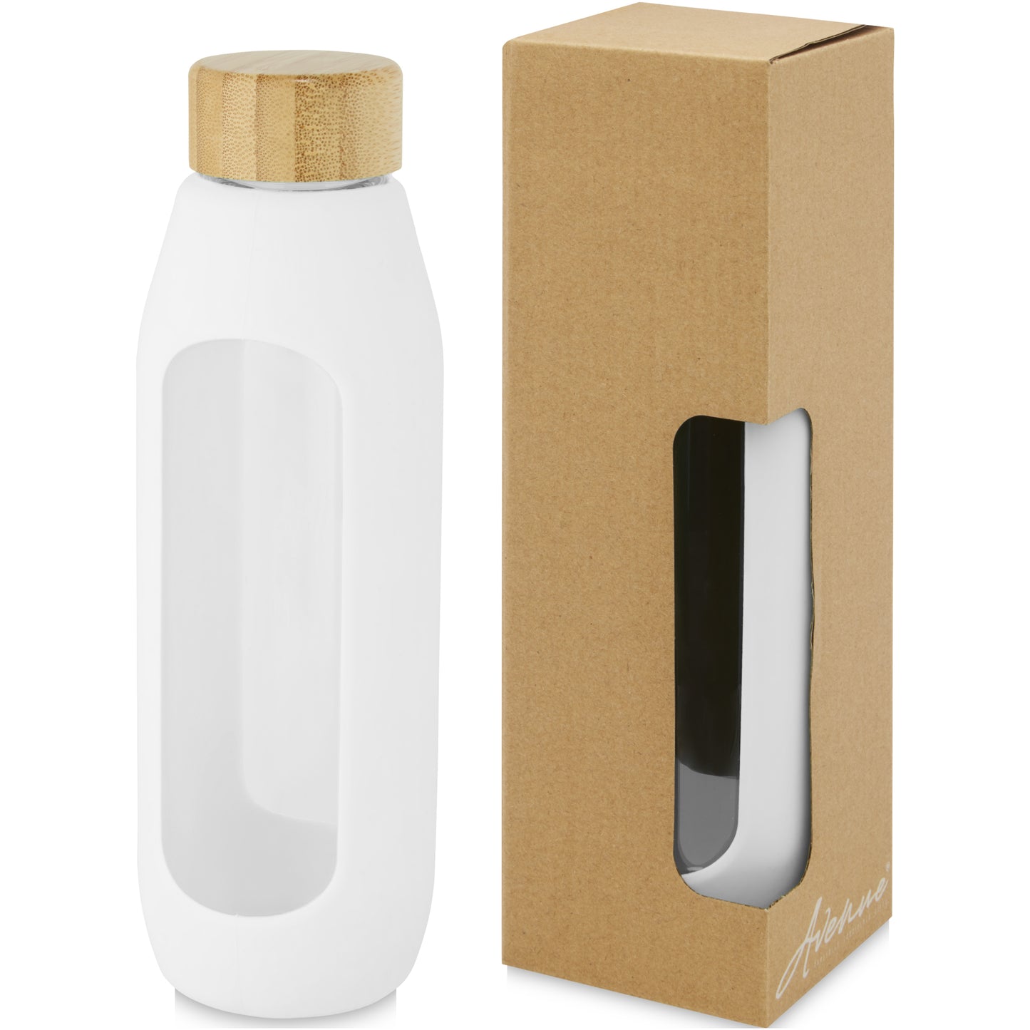 Tidan 600 ml flaska i borosilikatglas med silikongrepp