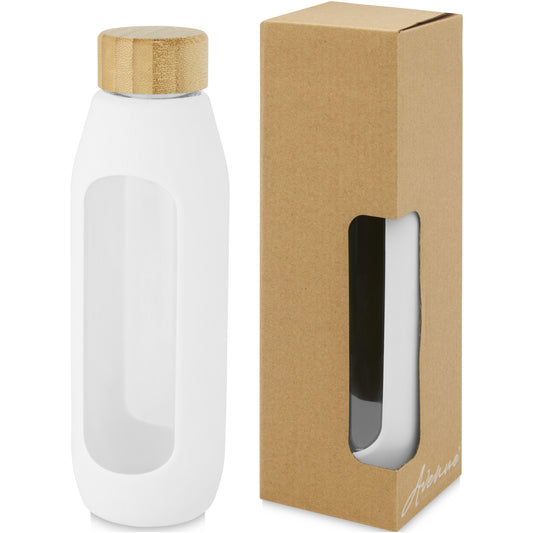 Tidan 600 ml flaska i borosilikatglas med silikongrepp