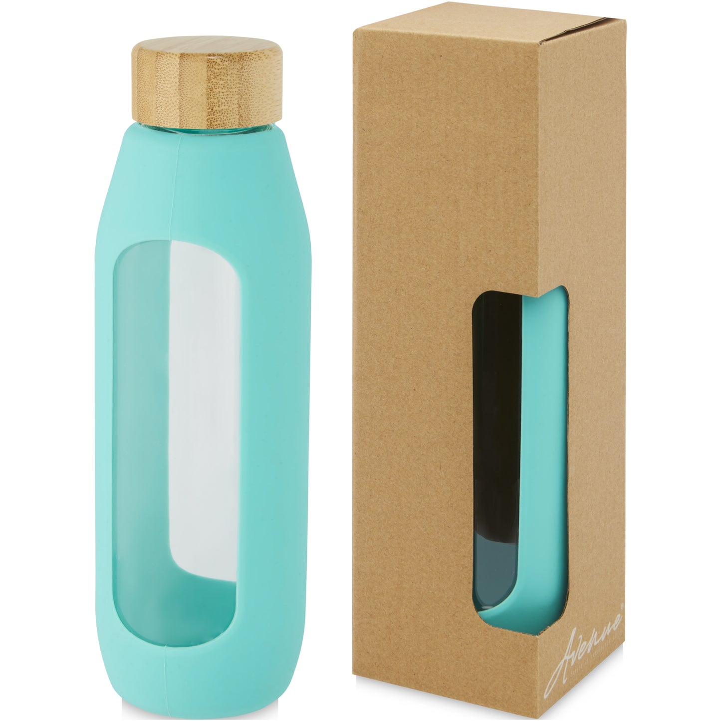 Tidan 600 ml flaska i borosilikatglas med silikongrepp