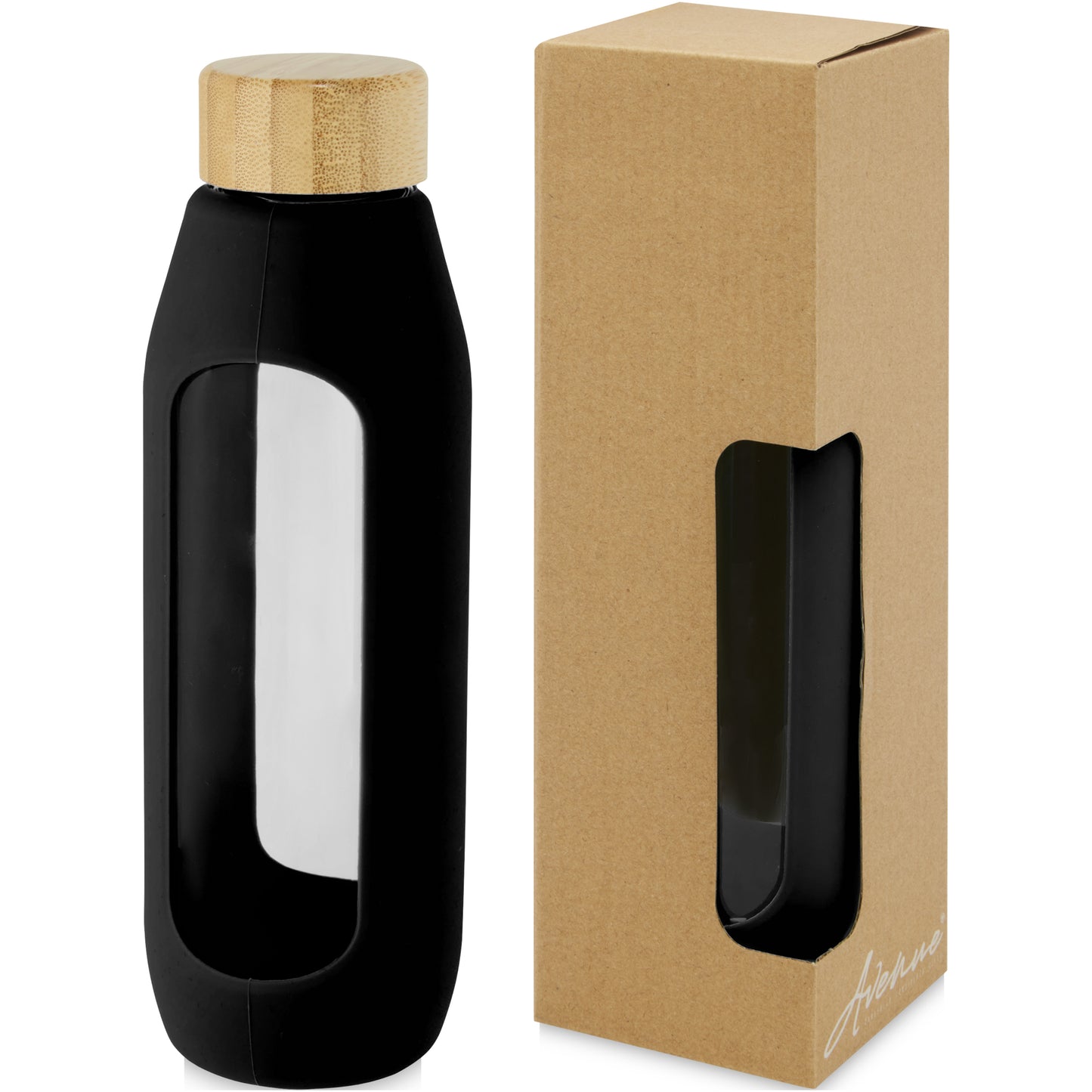 Tidan 600 ml flaska i borosilikatglas med silikongrepp
