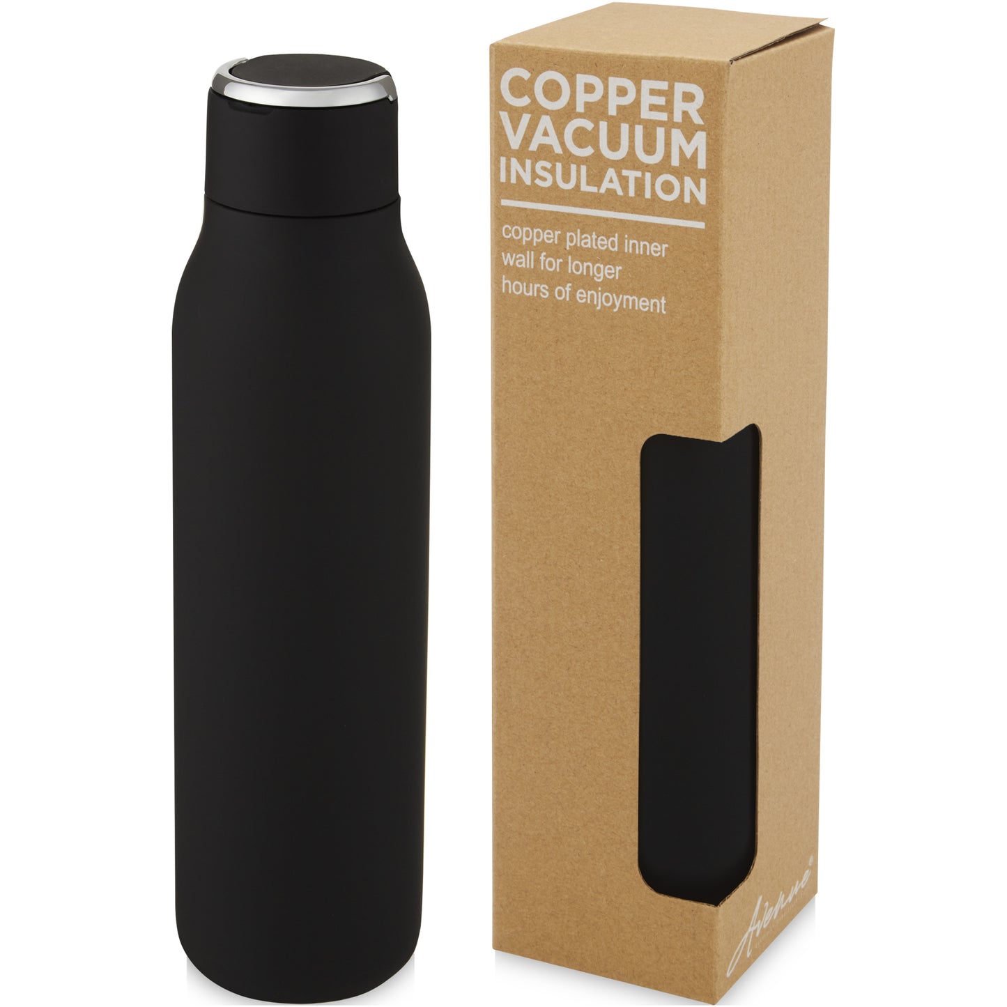 Marka 600 ml vakuumisolerad flaska i koppar med metalloop