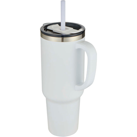 Sydney dubbelväggig RCS-certifierad vakuumisolerad kopparmugg med sugrör, 1 200 ml