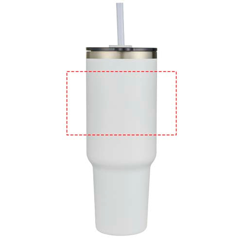 Sydney dubbelväggig RCS-certifierad vakuumisolerad kopparmugg med sugrör, 1 200 ml