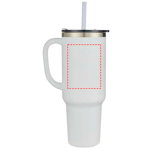 Sydney dubbelväggig RCS-certifierad vakuumisolerad kopparmugg med sugrör, 1 200 ml