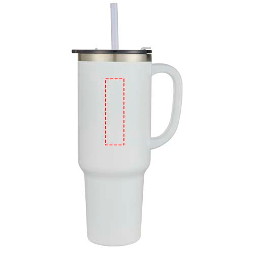 Sydney dubbelväggig RCS-certifierad vakuumisolerad kopparmugg med sugrör, 1 200 ml