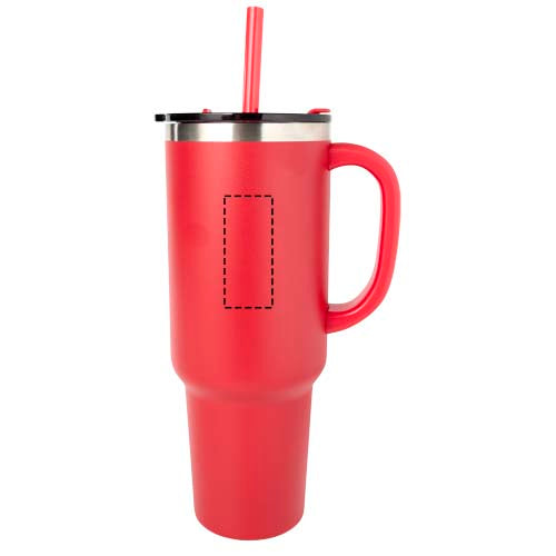 Sydney dubbelväggig RCS-certifierad vakuumisolerad kopparmugg med sugrör, 1 200 ml