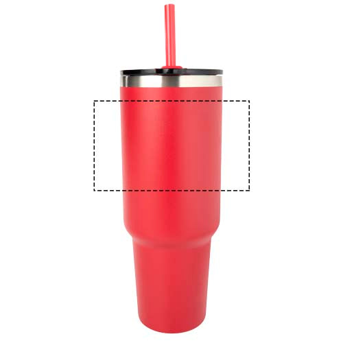 Sydney dubbelväggig RCS-certifierad vakuumisolerad kopparmugg med sugrör, 1 200 ml