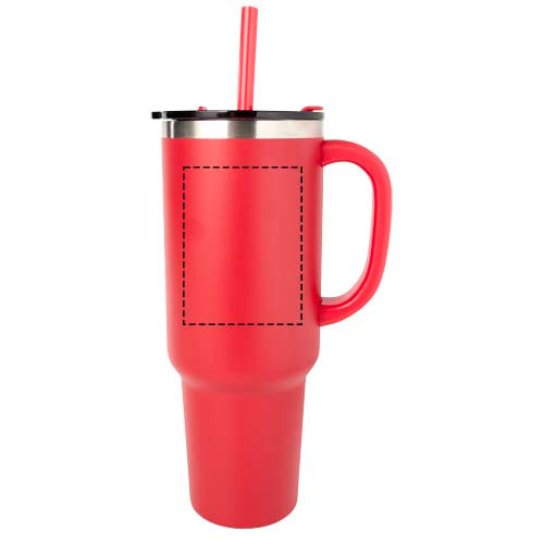 Sydney dubbelväggig RCS-certifierad vakuumisolerad kopparmugg med sugrör, 1 200 ml