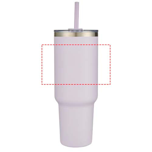 Sydney dubbelväggig RCS-certifierad vakuumisolerad kopparmugg med sugrör, 1 200 ml