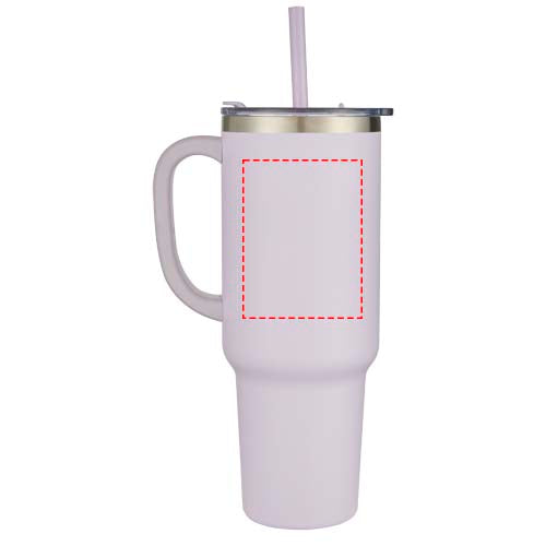 Sydney dubbelväggig RCS-certifierad vakuumisolerad kopparmugg med sugrör, 1 200 ml