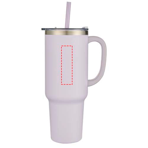 Sydney dubbelväggig RCS-certifierad vakuumisolerad kopparmugg med sugrör, 1 200 ml