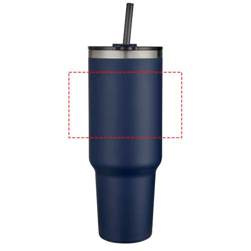 Sydney dubbelväggig RCS-certifierad vakuumisolerad kopparmugg med sugrör, 1 200 ml