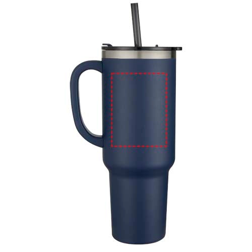 Sydney dubbelväggig RCS-certifierad vakuumisolerad kopparmugg med sugrör, 1 200 ml