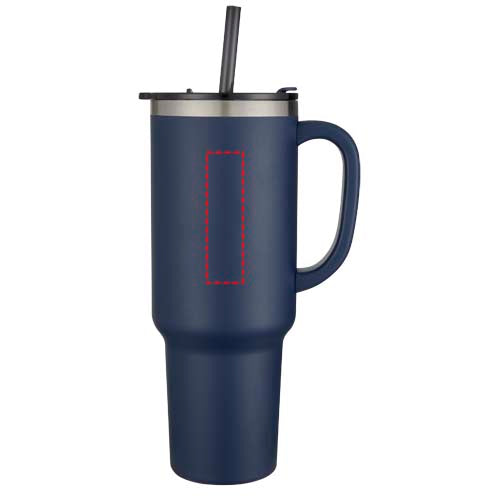 Sydney dubbelväggig RCS-certifierad vakuumisolerad kopparmugg med sugrör, 1 200 ml