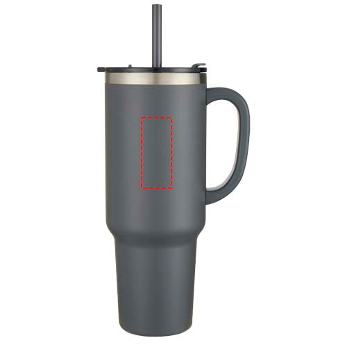 Sydney dubbelväggig RCS-certifierad vakuumisolerad kopparmugg med sugrör, 1 200 ml