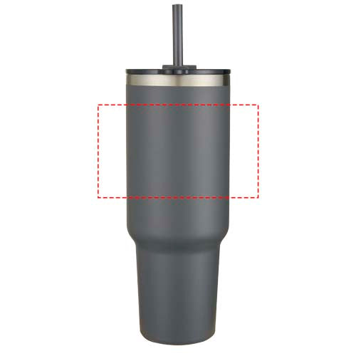 Sydney dubbelväggig RCS-certifierad vakuumisolerad kopparmugg med sugrör, 1 200 ml