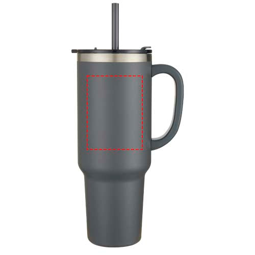 Sydney dubbelväggig RCS-certifierad vakuumisolerad kopparmugg med sugrör, 1 200 ml