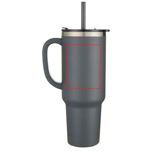 Sydney dubbelväggig RCS-certifierad vakuumisolerad kopparmugg med sugrör, 1 200 ml