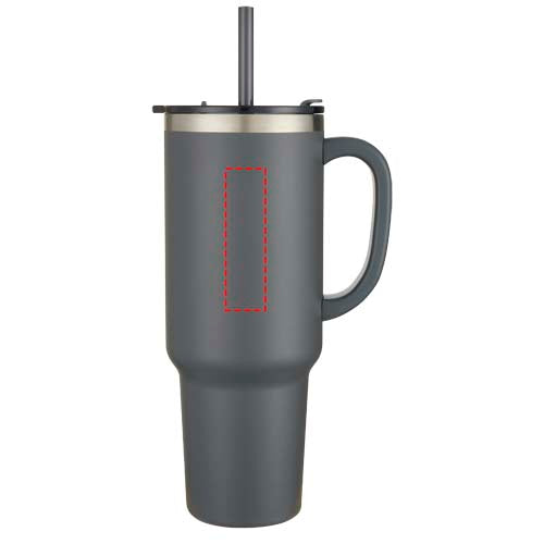 Sydney dubbelväggig RCS-certifierad vakuumisolerad kopparmugg med sugrör, 1 200 ml