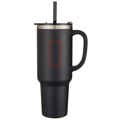 Sydney dubbelväggig RCS-certifierad vakuumisolerad kopparmugg med sugrör, 1 200 ml