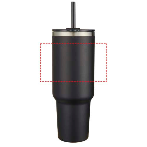 Sydney dubbelväggig RCS-certifierad vakuumisolerad kopparmugg med sugrör, 1 200 ml