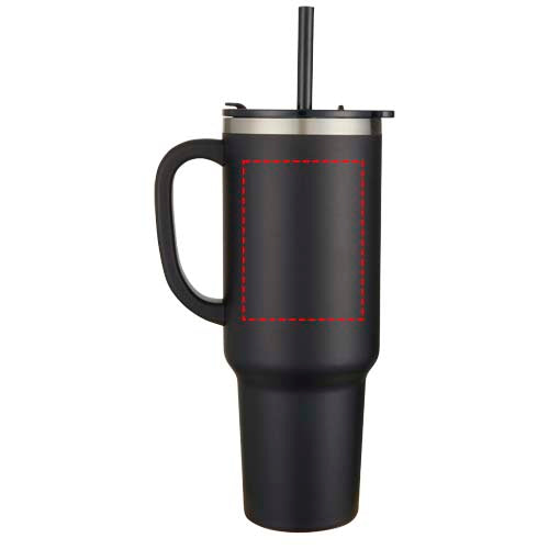 Sydney dubbelväggig RCS-certifierad vakuumisolerad kopparmugg med sugrör, 1 200 ml