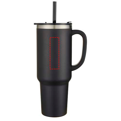 Sydney dubbelväggig RCS-certifierad vakuumisolerad kopparmugg med sugrör, 1 200 ml