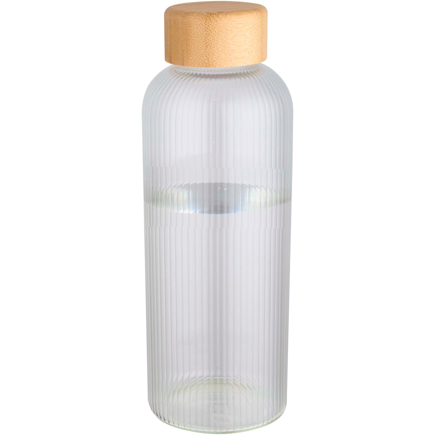 Mirage 650 ml enkelväggig flaska i borosilikatglas med lock i bambu
