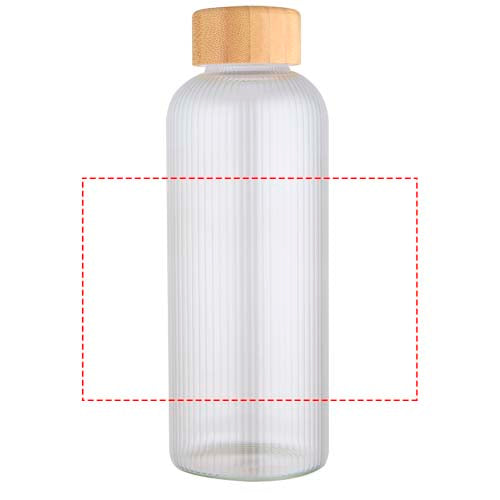 Mirage 650 ml enkelväggig flaska i borosilikatglas med lock i bambu