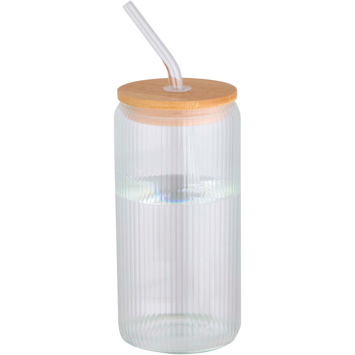 Mirage 500 ml enkelväggig mugg i borosilikatglas med lock i bambu