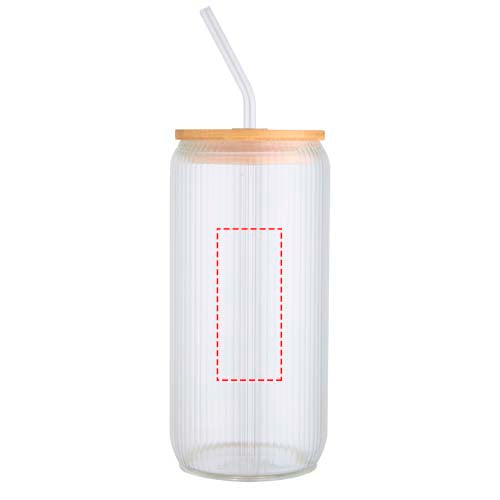 Mirage 500 ml enkelväggig mugg i borosilikatglas med lock i bambu