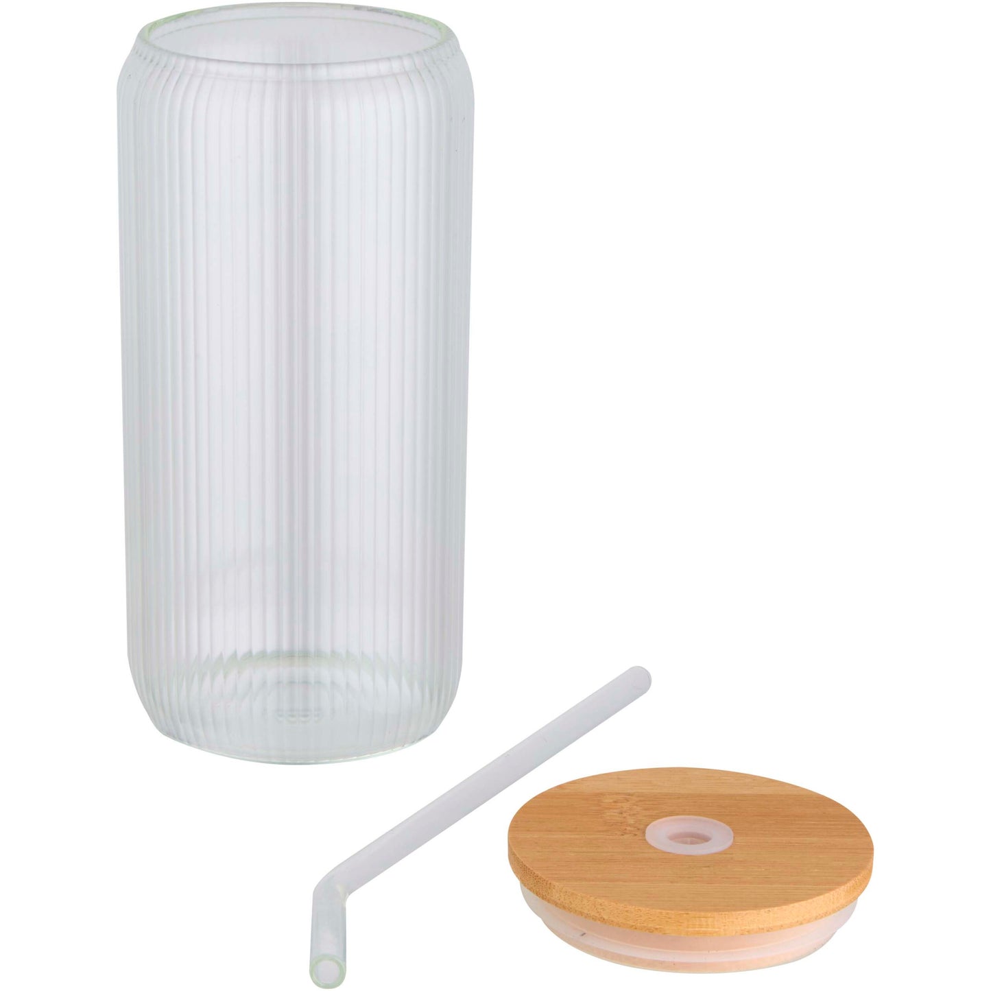 Mirage 500 ml enkelväggig mugg i borosilikatglas med lock i bambu