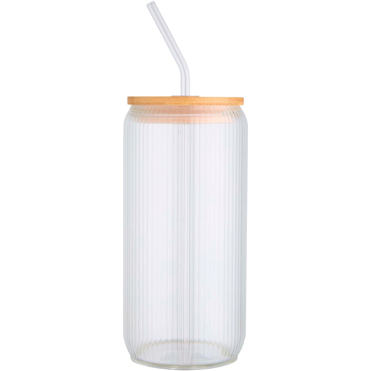 Mirage 500 ml enkelväggig mugg i borosilikatglas med lock i bambu