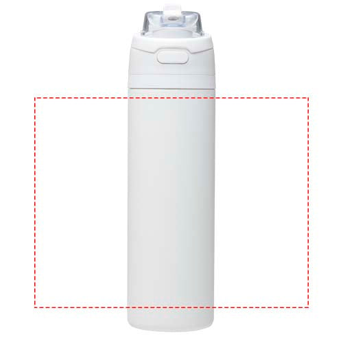 Theron 800 ml RCS-vattenflaska i återvunnet rostfritt stål med enkelvägg och lock med dubbla funktioner samt utfällbart sugrö