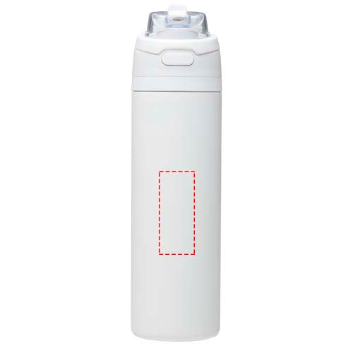 Theron 800 ml RCS-vattenflaska i återvunnet rostfritt stål med enkelvägg och lock med dubbla funktioner samt utfällbart sugrö