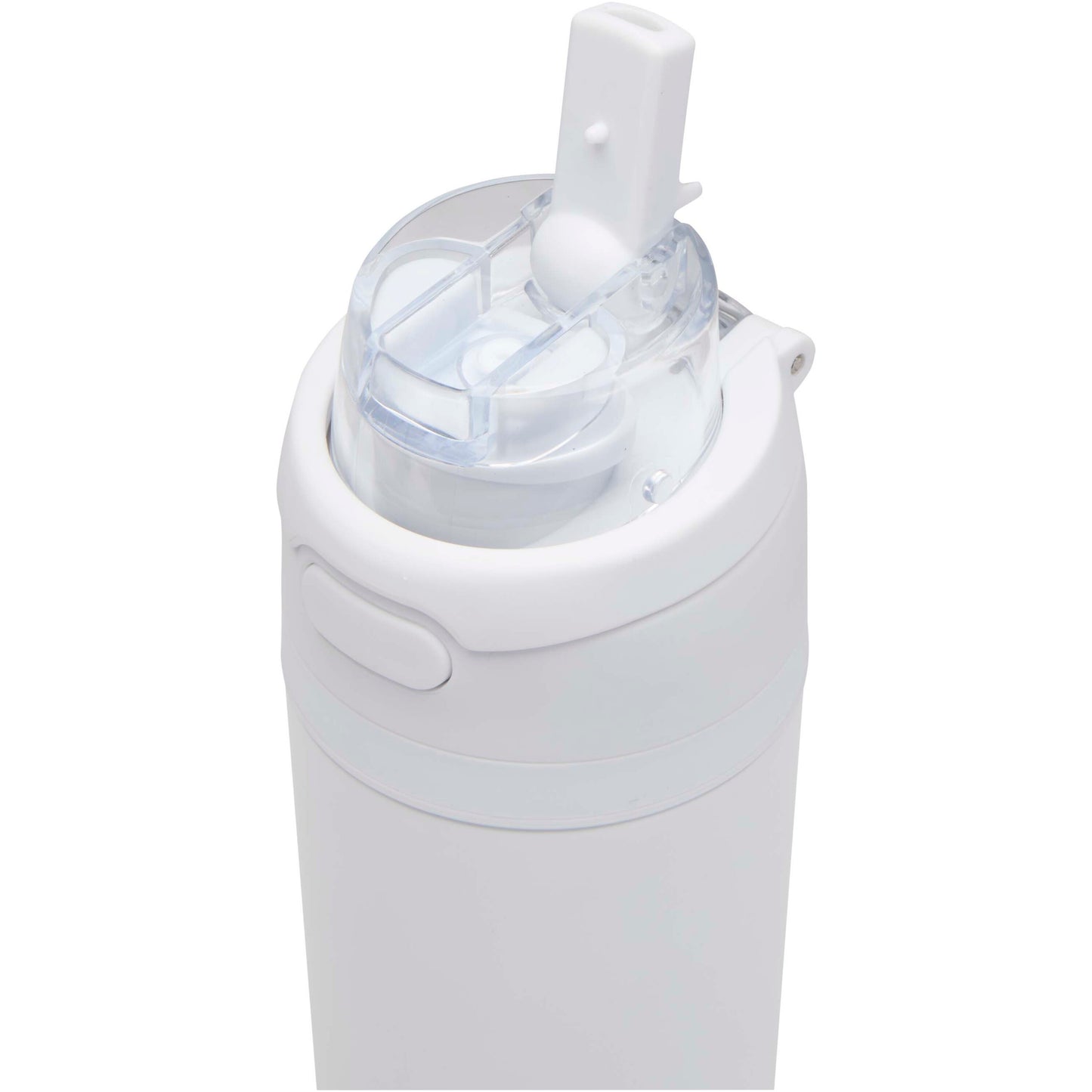 Theron 800 ml RCS-vattenflaska i återvunnet rostfritt stål med enkelvägg och lock med dubbla funktioner samt utfällbart sugrö