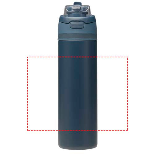 Theron 800 ml RCS-vattenflaska i återvunnet rostfritt stål med enkelvägg och lock med dubbla funktioner samt utfällbart sugrö