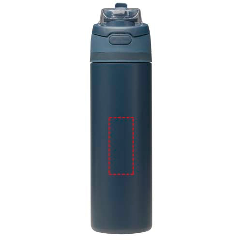 Theron 800 ml RCS-vattenflaska i återvunnet rostfritt stål med enkelvägg och lock med dubbla funktioner samt utfällbart sugrö