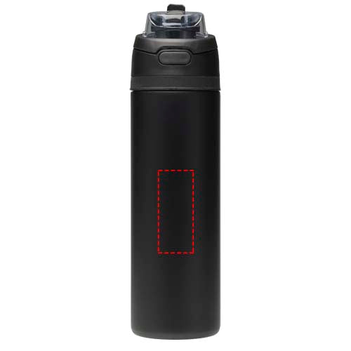 Theron 800 ml RCS-vattenflaska i återvunnet rostfritt stål med enkelvägg och lock med dubbla funktioner samt utfällbart sugrö