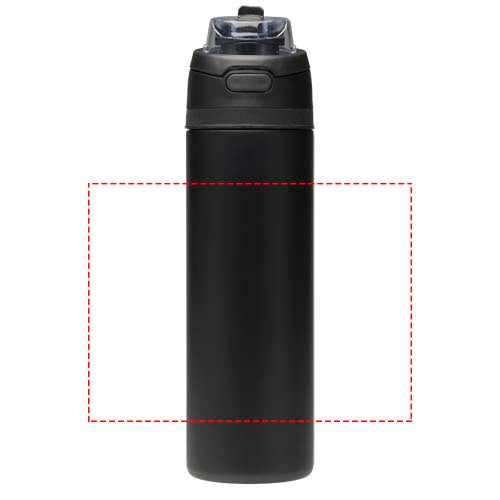 Theron 800 ml RCS-vattenflaska i återvunnet rostfritt stål med enkelvägg och lock med dubbla funktioner samt utfällbart sugrö