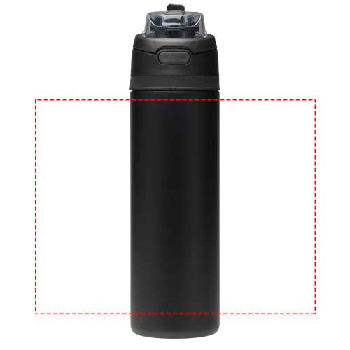 Theron 800 ml RCS-vattenflaska i återvunnet rostfritt stål med enkelvägg och lock med dubbla funktioner samt utfällbart sugrö