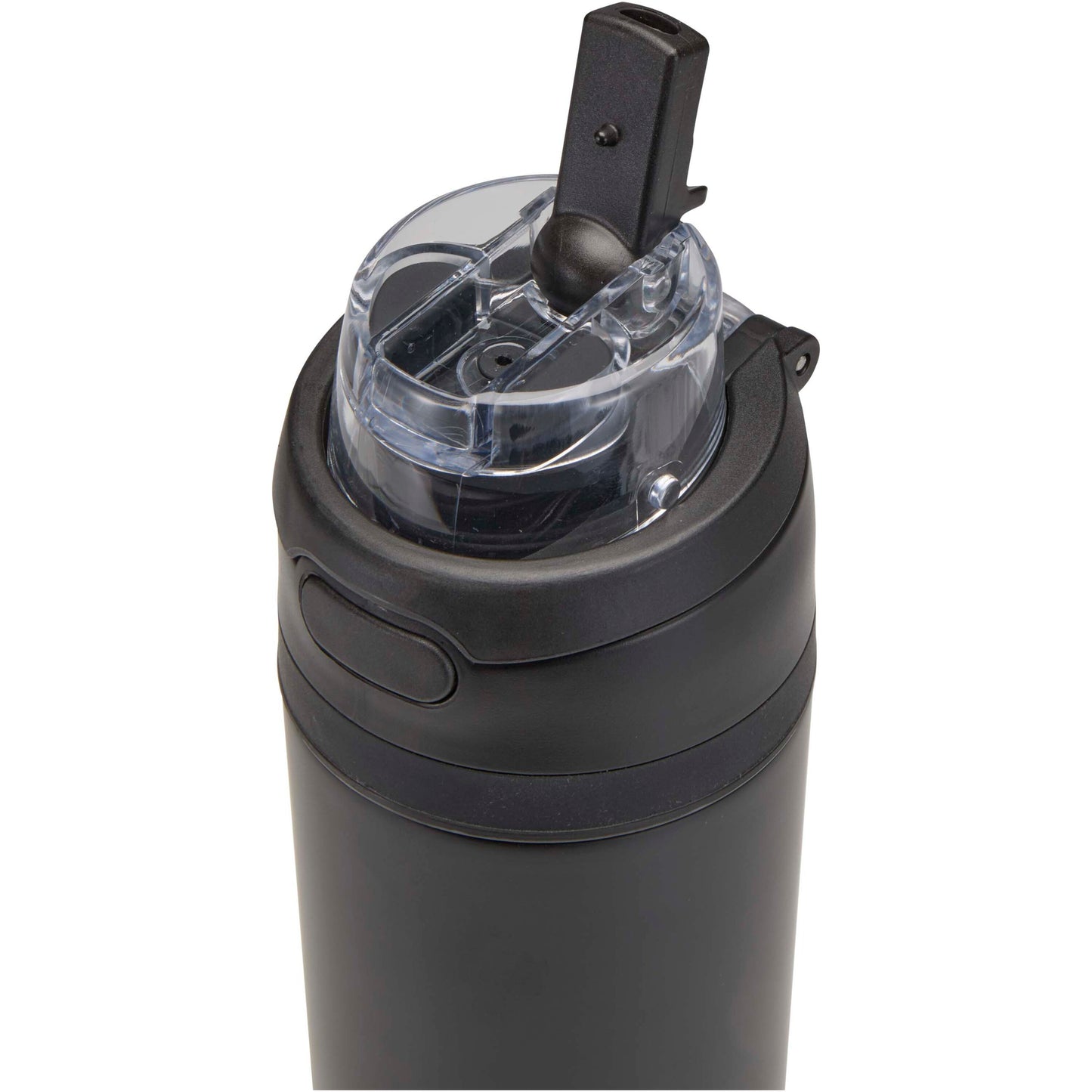 Theron 800 ml RCS-vattenflaska i återvunnet rostfritt stål med enkelvägg och lock med dubbla funktioner samt utfällbart sugrö