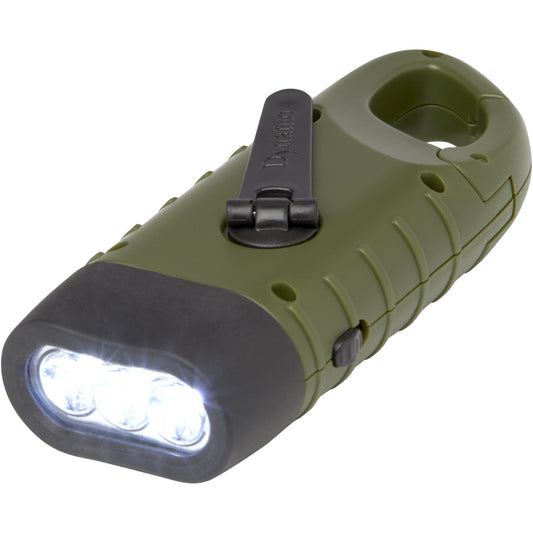 Helios soldynamo-ficklampa med karbinhake av återvunnen plast