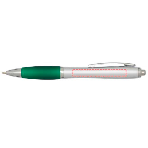 Nash RCS-kulspetspenna i återvunnen plast med silverfärgad pennkropp och färgat grepp (svart bläck)