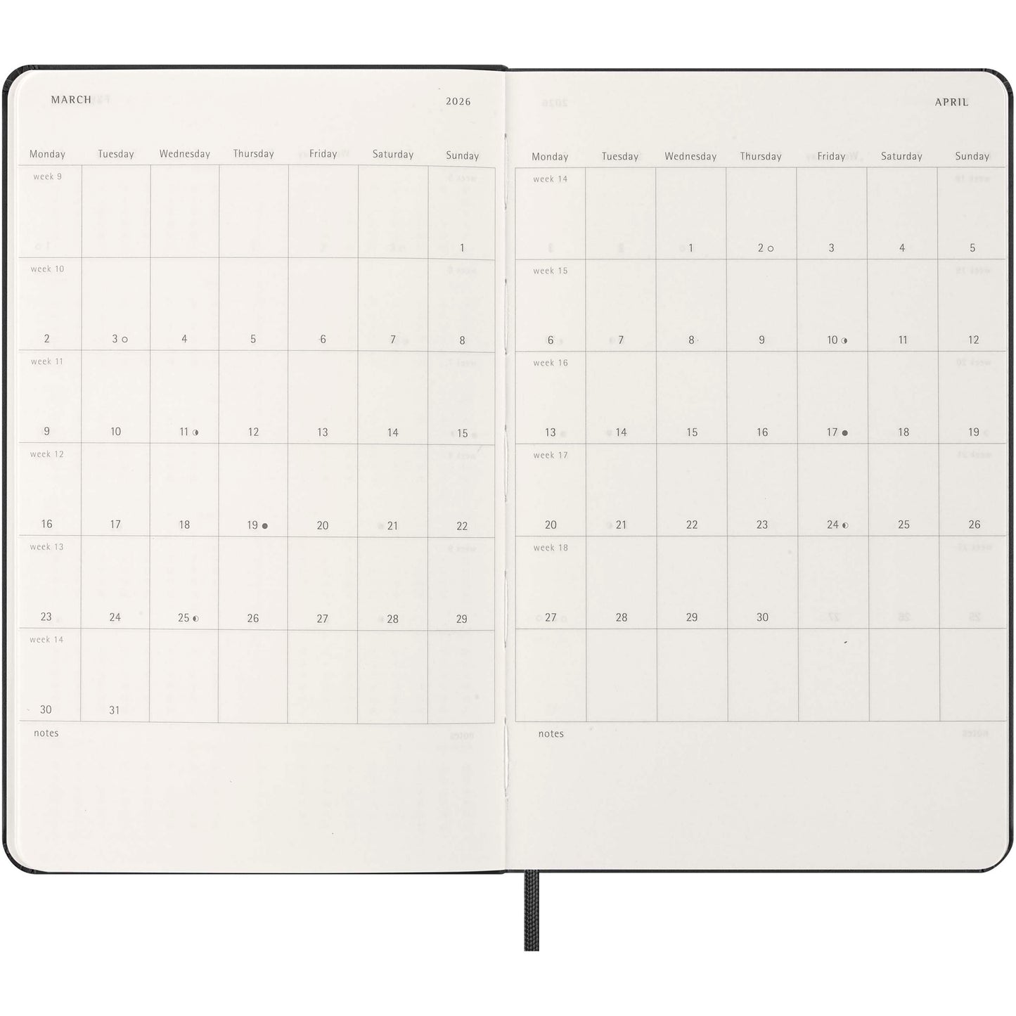 Moleskine inbunden 12-månaders daglig planeringskalender