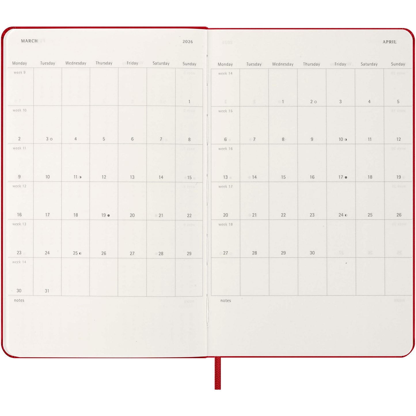 Moleskine inbunden 12-månaders veckoplanerare L
